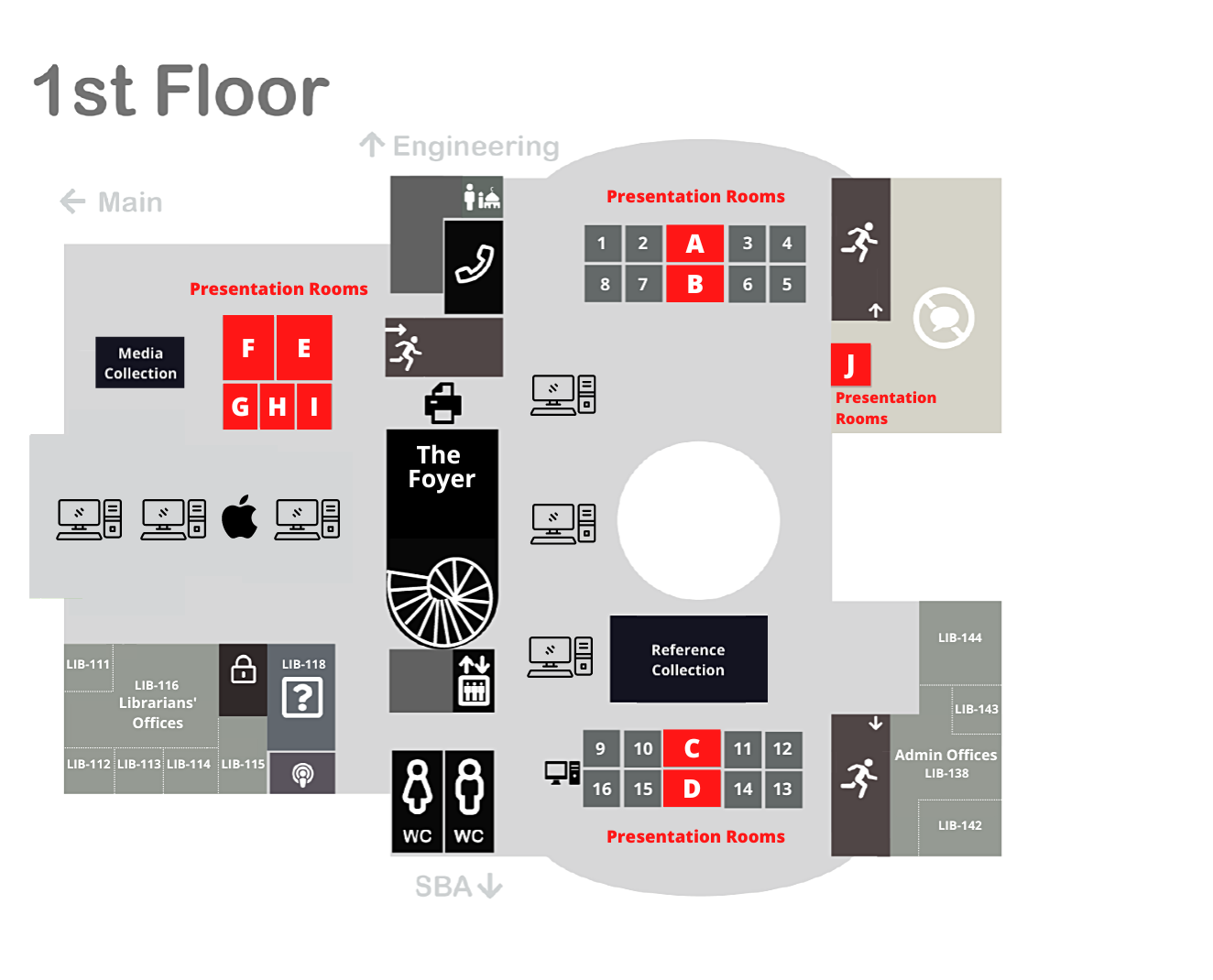 Presentation rooms map