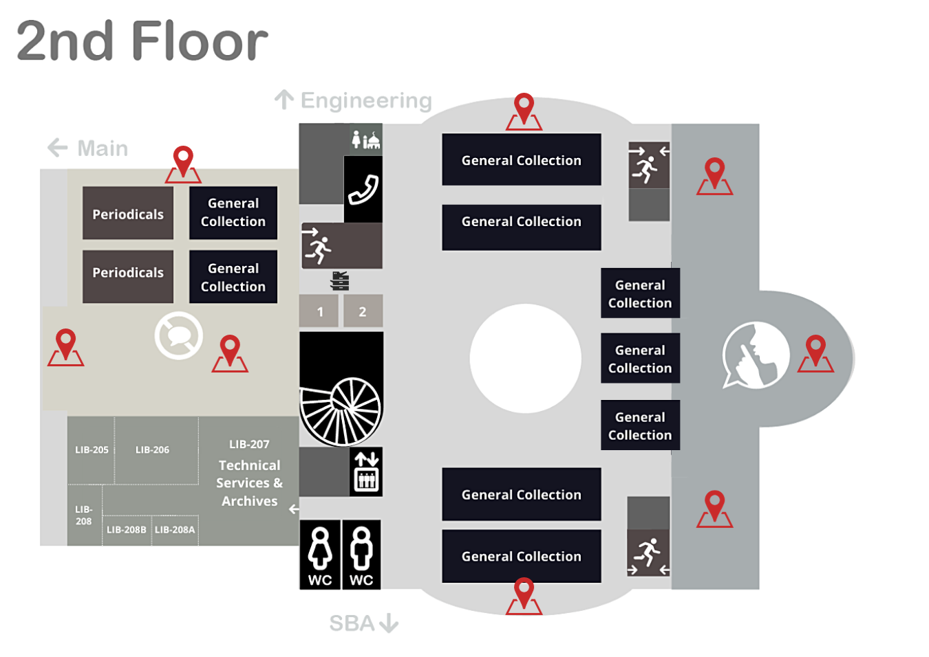 Single Carrel Desk 2nd Floor Map
