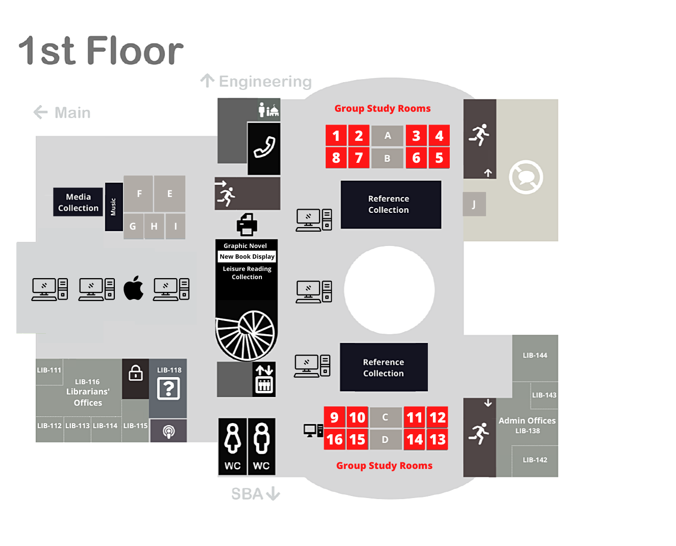 Group Study Rooms Map