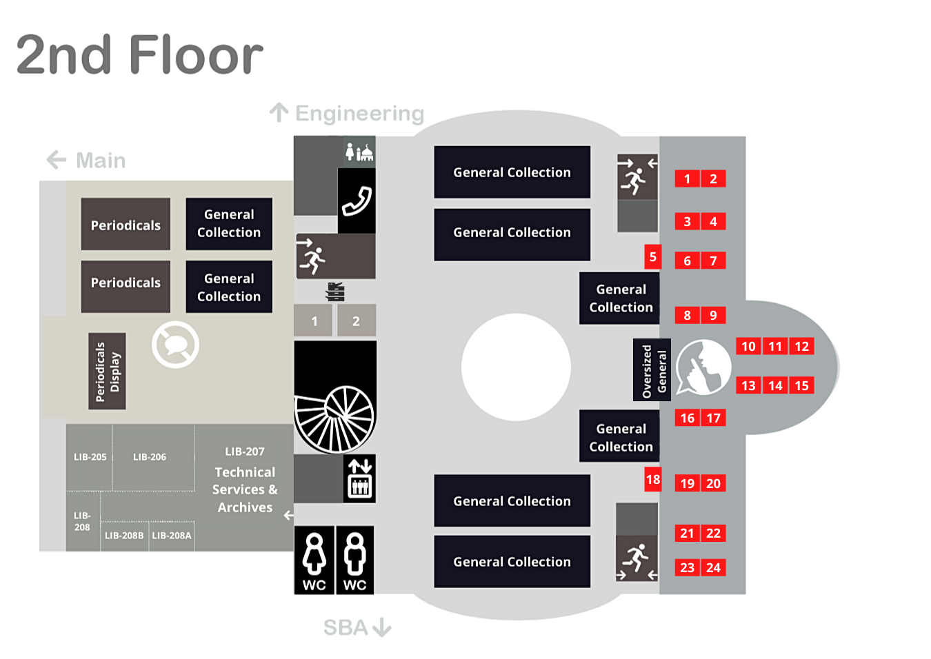 Group table quiet zone 2nd floor map